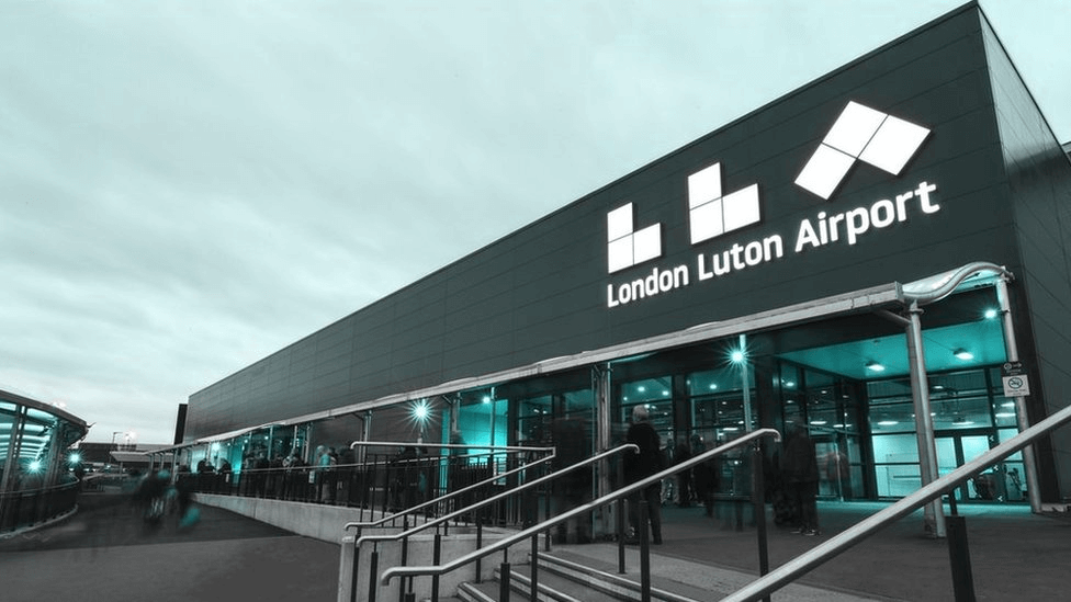 view of the entrance to london luton airport